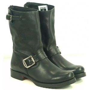 Frye black leather Moto boots in excellent condition